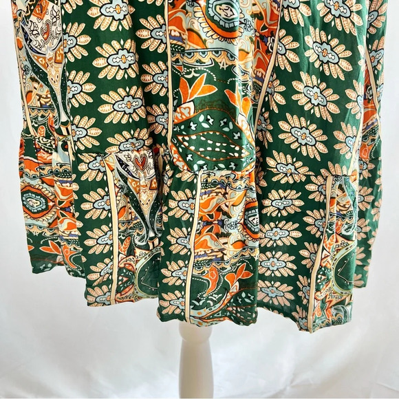NWT Fashion Green Orange Paisley Bohemian Hippie Casual Dress Women Size Medium - Picture 5 of 14